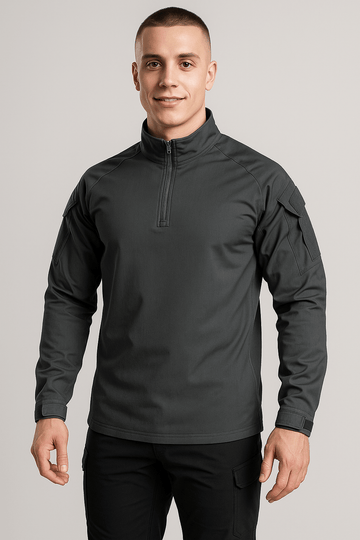 Heren Katoenen Longsleeve Tactisch Wandelt-shirt - Heren Buiten Kleding - Grijs - M - Heren Katoenen Longsleeve Tactisch Wandelt-shirt. - Outdoor Craft