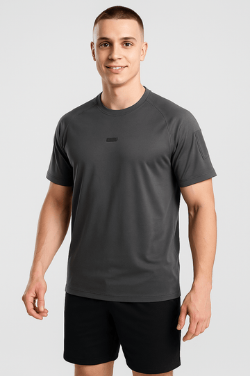 Heren Polyester Sport T-shirt Korte Mouwen - Heren Actieve Kleding - Grijs - M - Heren Polyester Sport T-shirt Korte Mouwen. - Outdoor Craft