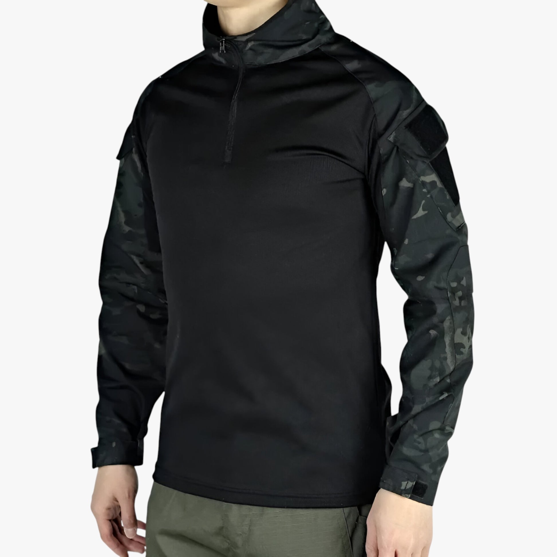 Heren Katoenen Longsleeve Tactisch Wandelt-shirt - Heren Buiten Kleding - CP Zwart - M - Heren Katoenen Longsleeve Tactisch Wandelt-shirt. - Outdoor Craft