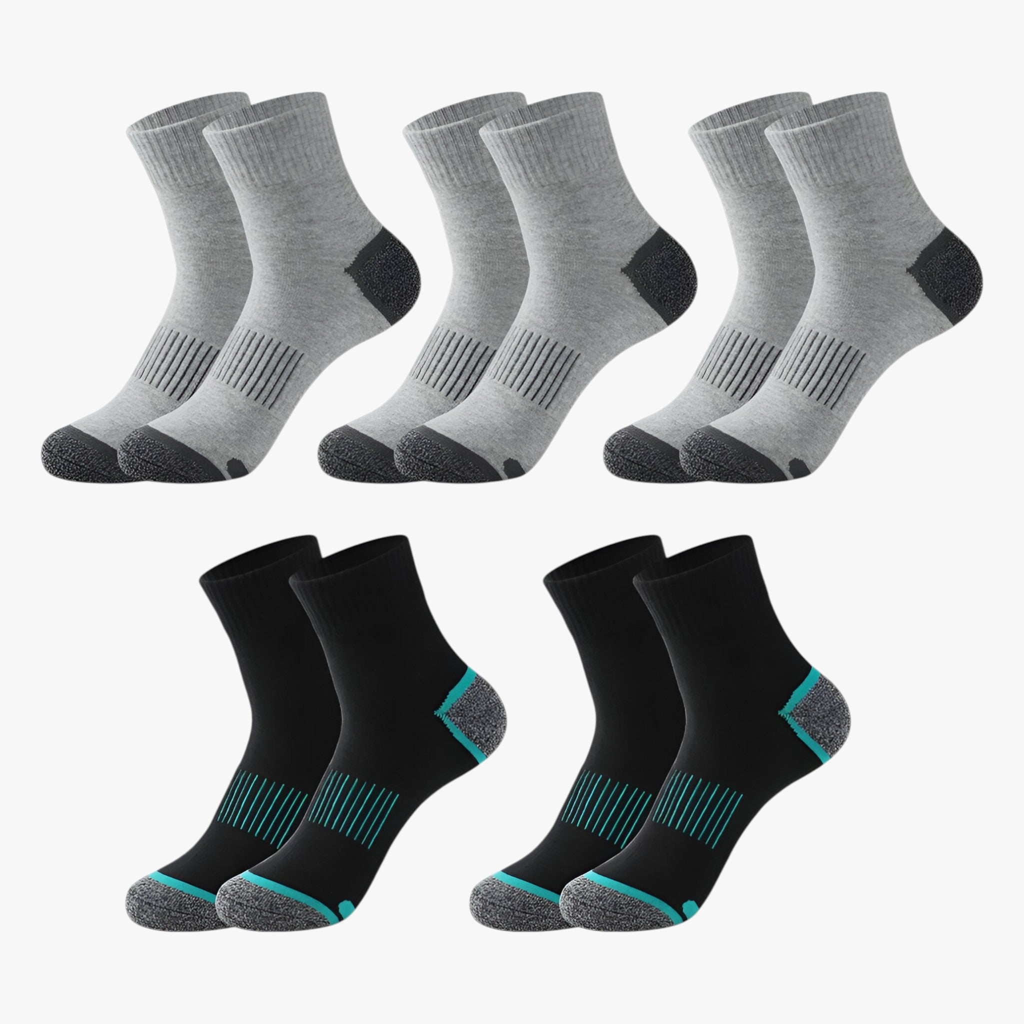 Sokken : Heren Katoenen Sportsokken - 5 Paar in 3 grijs 2 zwart EU 38-45 van Outdoor Craft