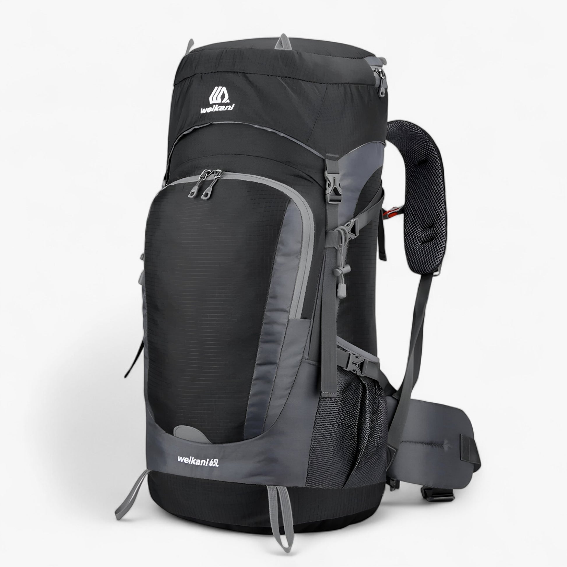 Buitensportrugzakken : Heren Waterbestendige Rugzak 65L van Nylon in Zwart van Outdoor Craft