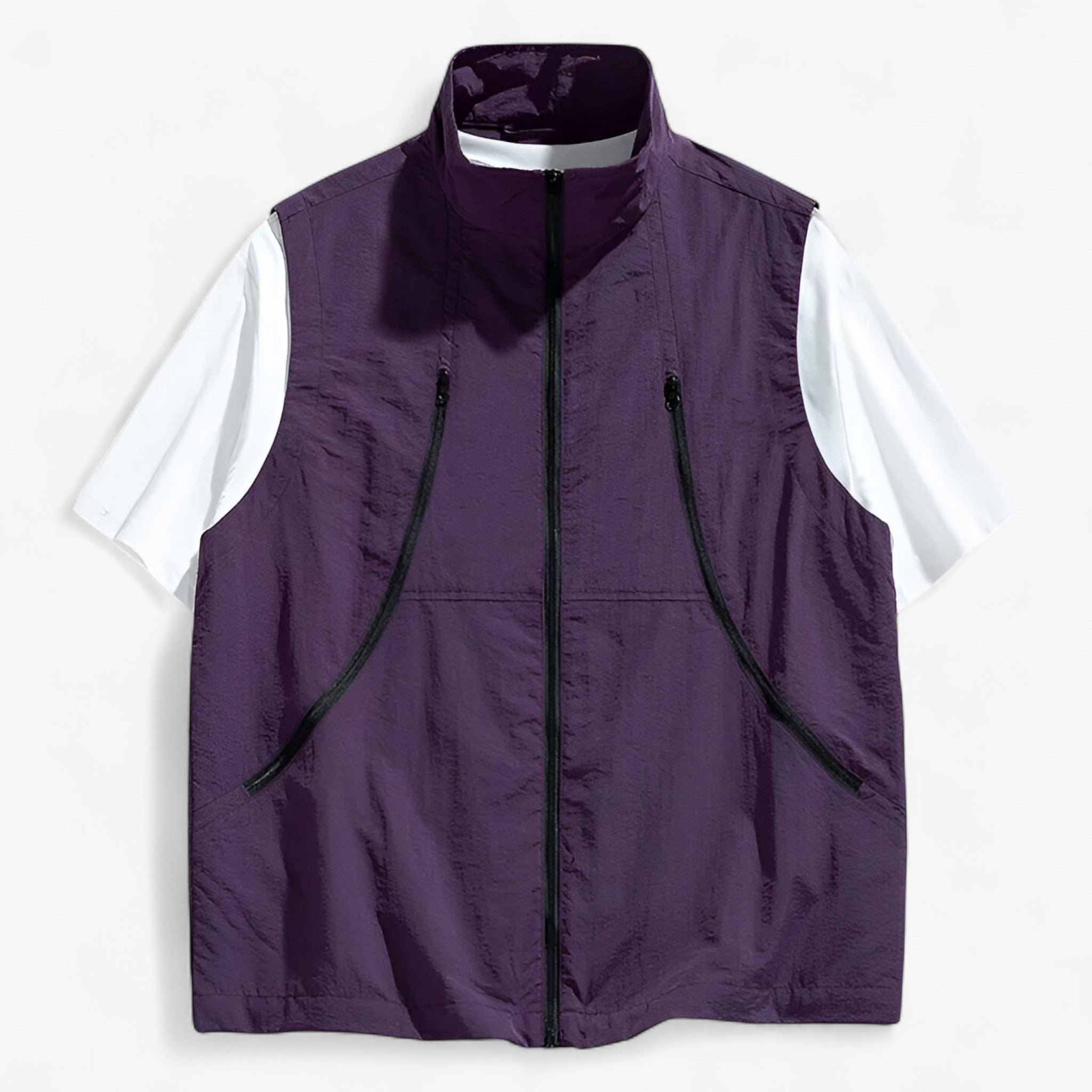 Herentruien en -cardigans : Heren Katoenen Vest voor Lente en Zomer in Paars van Outdoor Craft