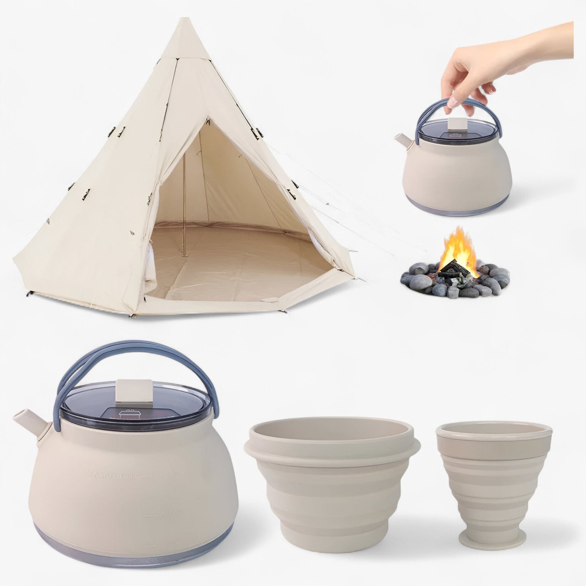 Kampeeruitrusting : Vouwbare Siliconen Camping Waterkoker in van Outdoor Craft