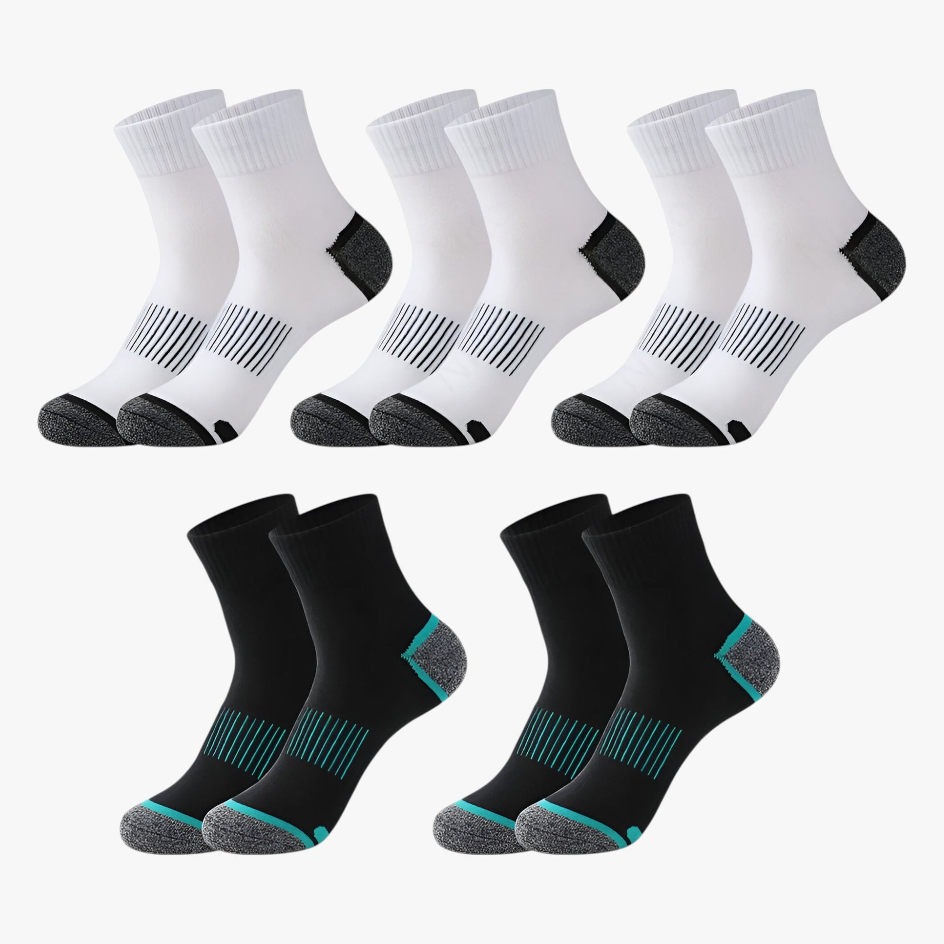 Sokken : Heren Katoenen Sportsokken - 5 Paar in 3 wit 2 zwart EU 38-45 van Outdoor Craft