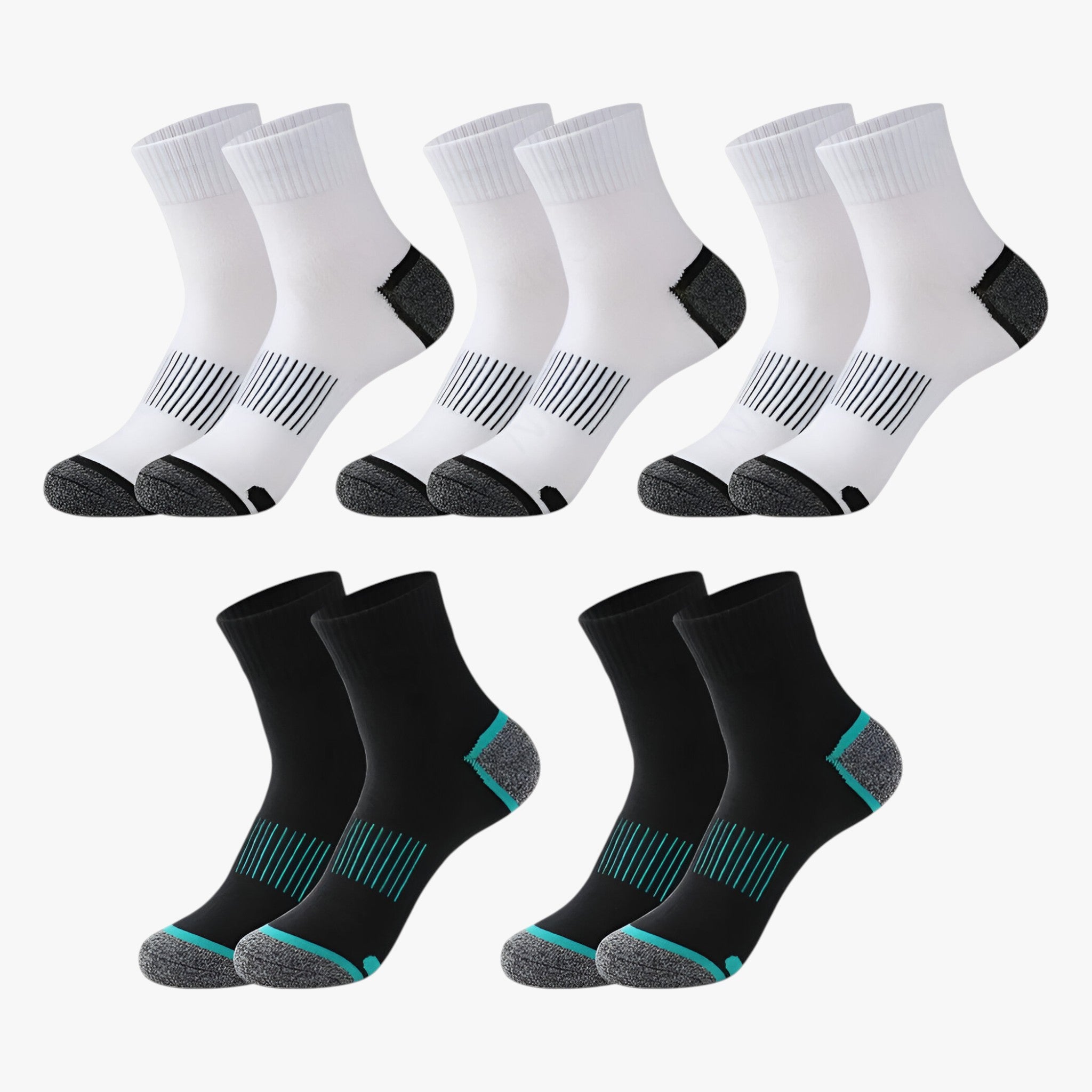 Sokken : Heren Katoenen Sportsokken - 5 Paar in 3 wit 2 zwart EU 38-45 van Outdoor Craft