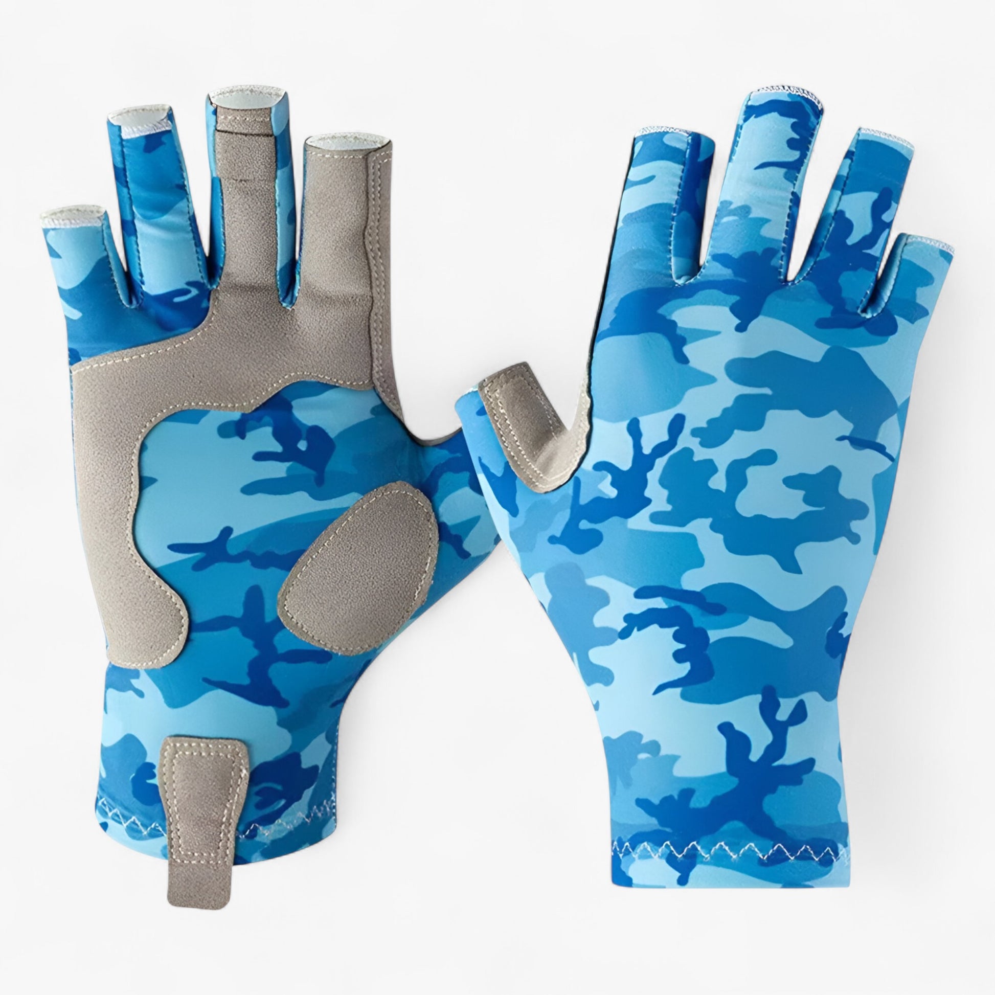 Vingerloze Synthetische Werkhandschoenen voor Vissen - Handschoenen - Camouflage Blauw - Vingerloze Synthetische Werkhandschoenen voor Vissen. - Outdoor Craft