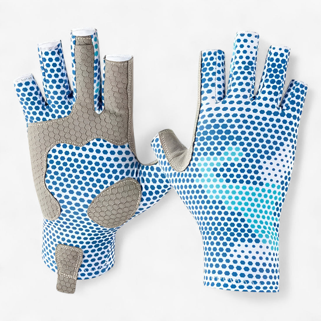 Vingerloze Synthetische Werkhandschoenen voor Vissen - Handschoenen - Blauwe Honingraat - Vingerloze Synthetische Werkhandschoenen voor Vissen. - Outdoor Craft