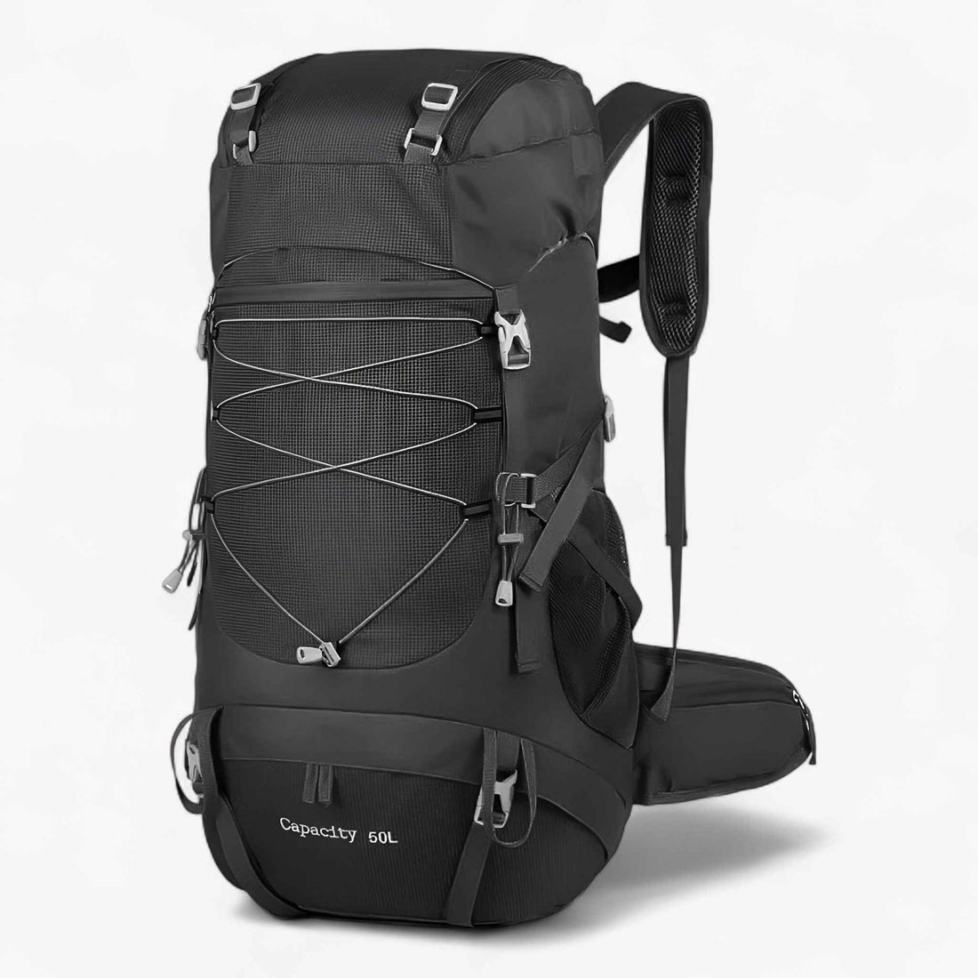 Wandelrugzak 50L Waterdicht Nylon Voor Avontuurlijke Reizen - Rugzakken - Zwart - Wandelrugzak 50L Waterdicht Nylon Voor Avontuurlijke Reizen - Outdoor Craft
