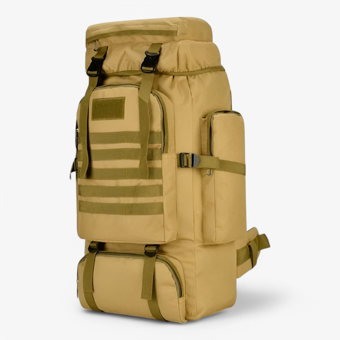 Wandelrugzakken : Grote Tactische Rugzak 80L/100L – Duurzaam Waterbestendig in Khaki (80L) van Outdoor Craft