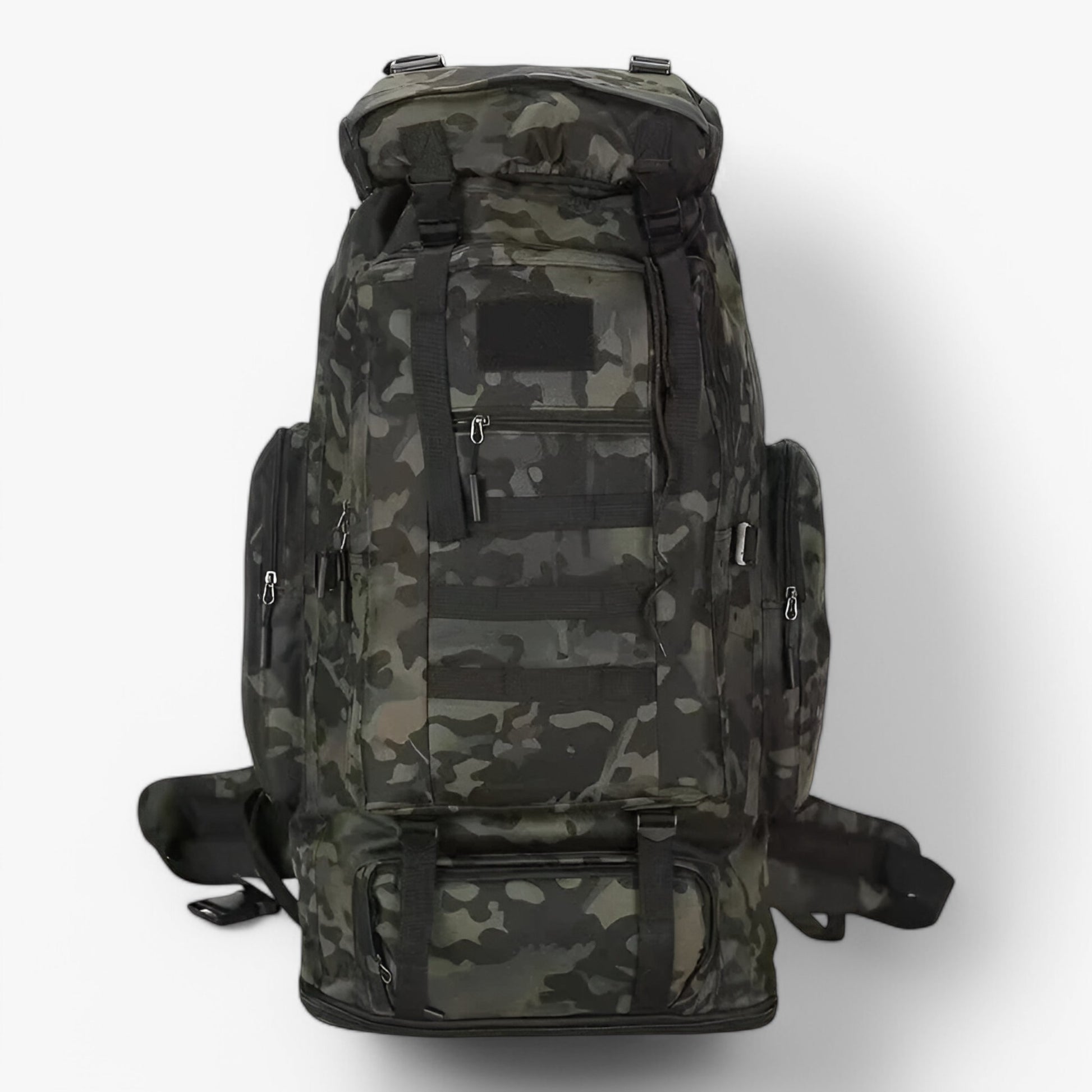 Wandelrugzakken : Grote Tactische Rugzak 80L/100L – Duurzaam Waterbestendig in Camo zwart(100L) van Outdoor Craft
